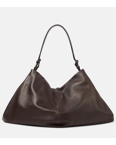 The Row Samia Leather Shoulder Bag - Brown