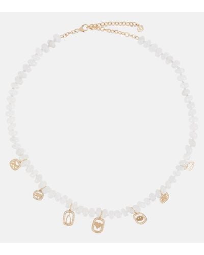 Sydney Evan Halskette aus Mondstein mit 14kt Gelbgold und Diamanten - Mettallic