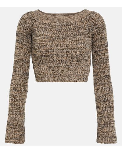 Chloé Cropped Cashmere-blend Jumper - Brown