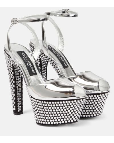 Dolce & Gabbana Embellished Platform Sandals - Metallic