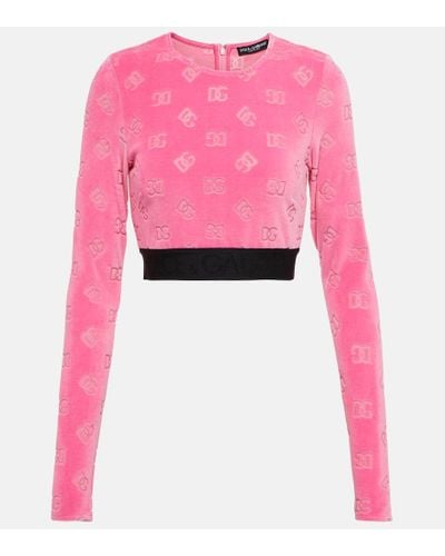 Dolce & Gabbana Logo Cotton Crop Top - Pink