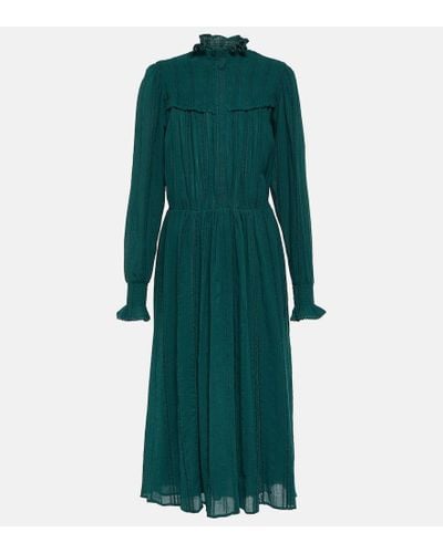 Isabel Marant Vestido midi Imany en mezcla de algodon - Verde