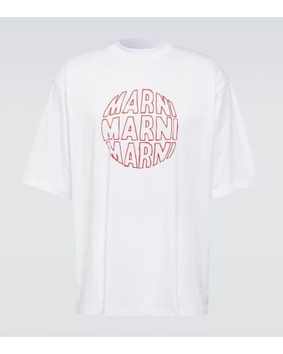Marni T-shirt in jersey di cotone con stampa - Bianco