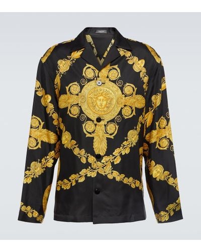Versace Camicia Barocco in seta - Nero