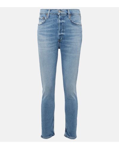 Agolde High-Rise Skinny Jeans Nico - Blau