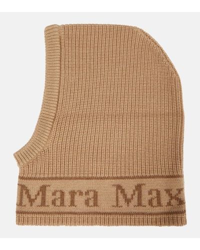 Max Mara Gong Logo Wool Ski Mask - Natural