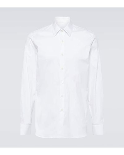 Prada Camisa de popelin de mezcla de algodon - Blanco
