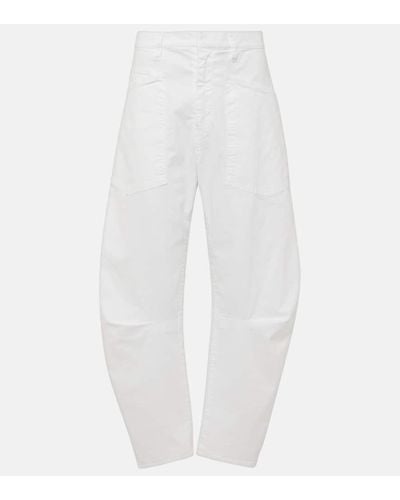 Nili Lotan Shon Cotton Twill Barrel-leg Pants - White