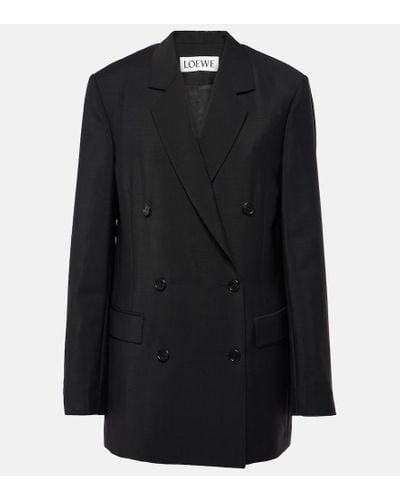 Loewe Double Breasted Jacket In Mohair And Wool - Black