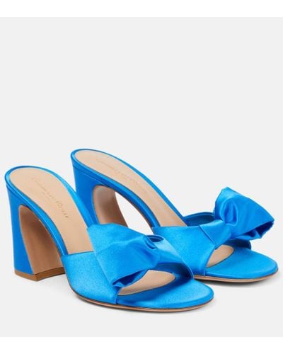 Gianvito Rossi Rosie Bow-trimmed Satin Mules - Blue