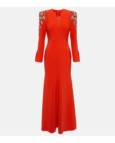 Jenny Packham Kay Embellished Crepe Gown - Red