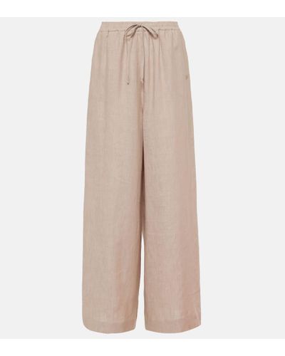 Loro Piana Weite Hose Graysen aus Leinen - Natur