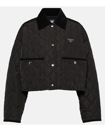 Prada Re-nylon Quilted Cropped Jacket - Black