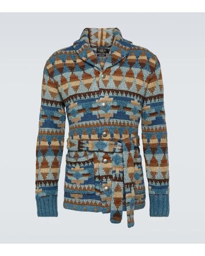 RRL Linen, Cotton And Wool Cardigan - Blue
