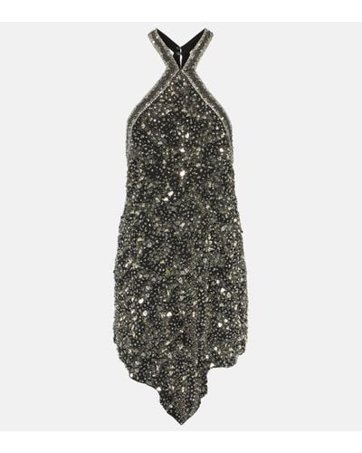 Isabel Marant Mahina Embellished Silk Minidress - Metallic