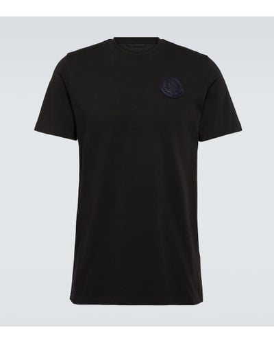 Moncler T-shirt in jersey di cotone con logo - Nero