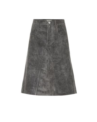 Isabel Marant Fiali Leather Midi Skirt - Gray