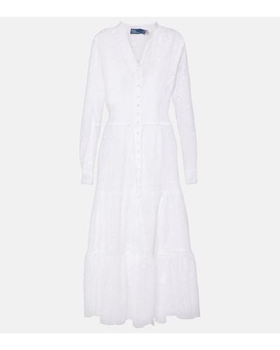 Polo Ralph Lauren Vestido camisero de algodon - Blanco
