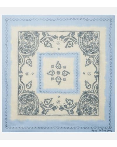 Acne Studios Foulard imprime en laine - Bleu