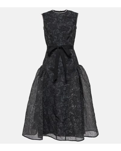 Erdem Penelope Organza Cloque Midi Dress - Black