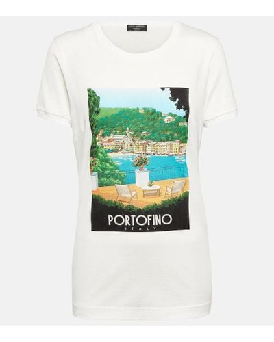 Dolce & Gabbana T-shirt Portofino in cotone con stampa - Verde