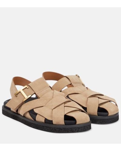 Tod's T Timeless Suede Sandals - Brown