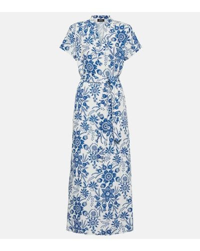 A.P.C. Annelie Floral Linen-blend Maxi Dress - Blue