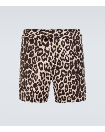 Tom Ford Leopard Print Swim Shorts - Black