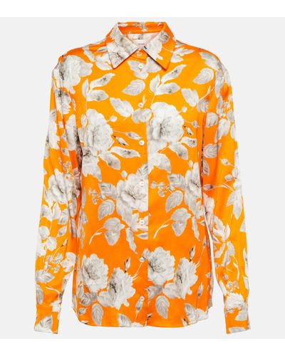 Erdem Lillia Floral Satin Blouse - Orange