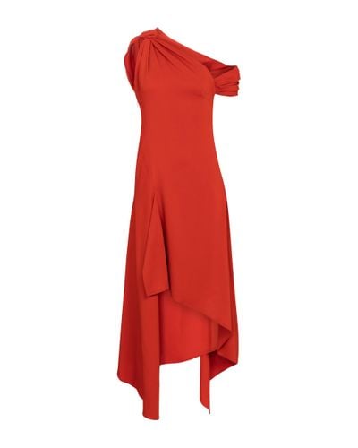 Monse Asymmetric Crepe Midi Dress - Red