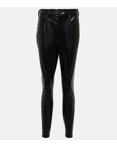 Veronica Beard Pantalon skinny Maera a taille haute en cuir synthetique - Noir
