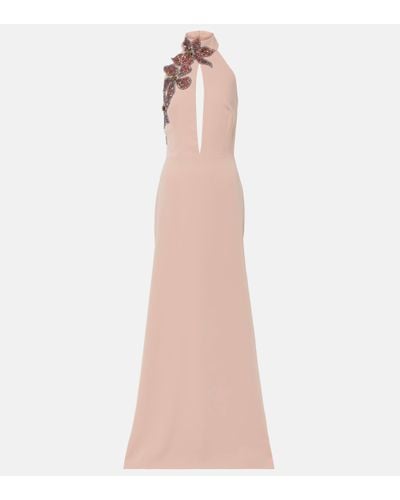 Costarellos Beaded Floral-applique Gown - Pink