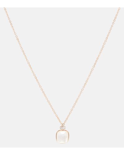 Pomellato Nudo 18kt Rose And White Gold Necklace With Topaz, Mother-of-pearl, And Diamonds