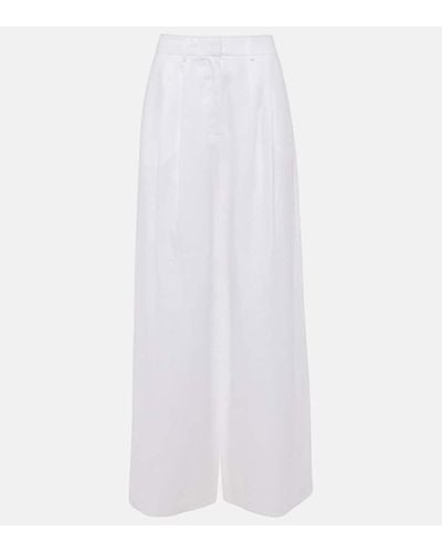 STAUD Pantalones anchos Sasha de lino plisado - Blanco