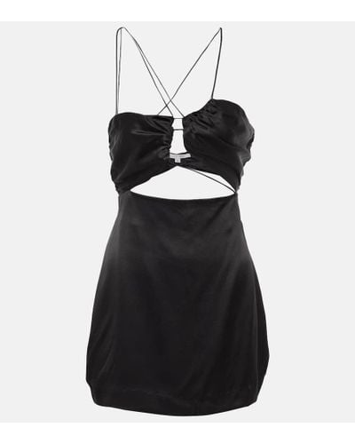 The Sei Asymmetrical Silk Satin Minidress - Black