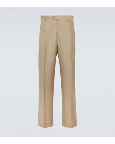 AURALEE Wool And Mohair Wide-leg Trousers - Natural