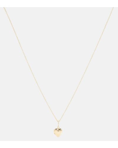 STONE AND STRAND Sweetheart 14kt Gold Locket Necklace With Diamonds - White