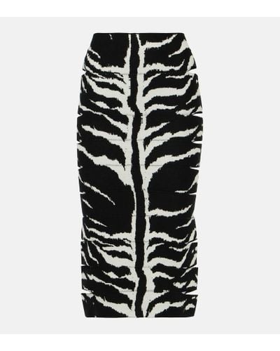 Alaïa Zebra-printed High-rise Midi Skirt - Black