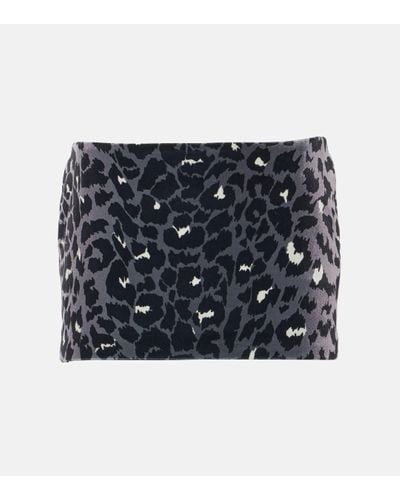 Alex Perry Mini-jupe en velours a motif leopard - Bleu