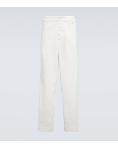 Giorgio Armani Pantalon droit en coton - Blanc