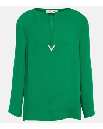 Valentino Cady Couture Silk Blouse - Green