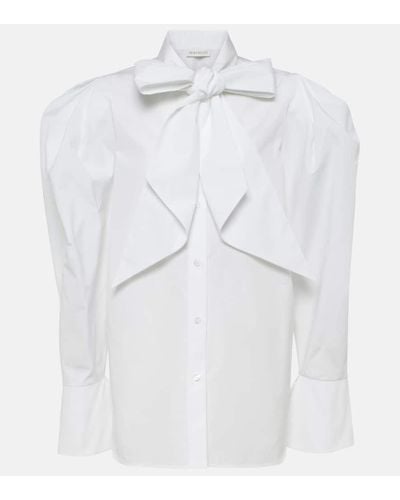 Nina Ricci Blusa de popelin de algodon anudada - Blanco