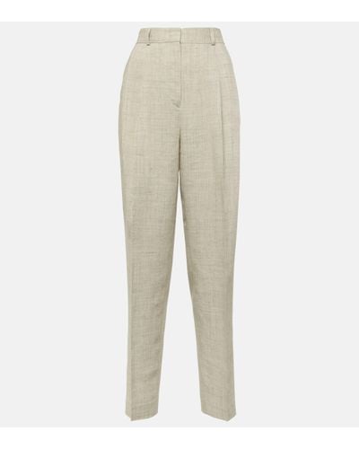 Totême Pleated Tailored Straight Trousers - Natural