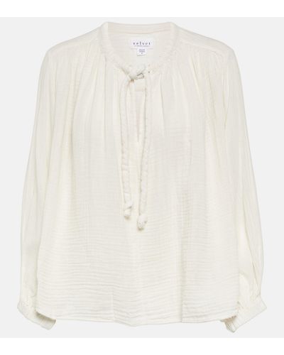 Velvet Bluse aus Baumwolle - Weiß