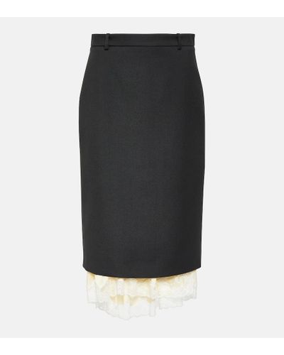 Balenciaga Falda Lingerie con ribete de encaje - Negro