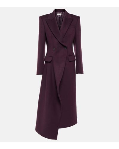 Alexander McQueen Manteau asymetrique en feutre de laine - Violet