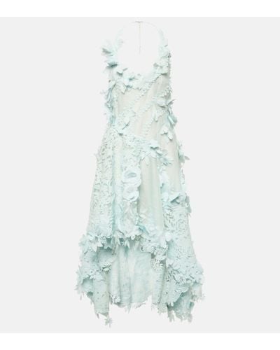 Zimmermann Natura Linen And Silk Organza Midi Dress - Blue