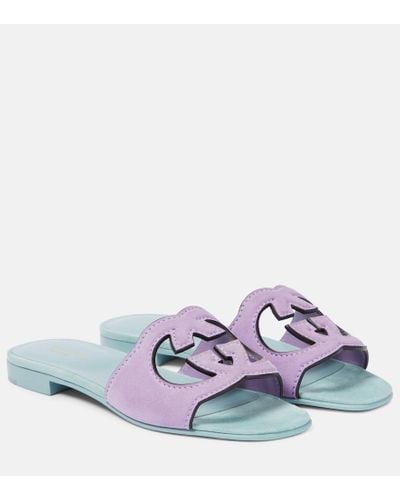 Gucci Suede Interlocking G Sandals - Purple