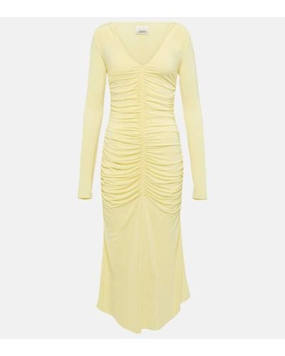 Isabel Marant Laly Gathered Jersey Midi Dress - Yellow