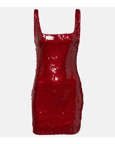 STAUD Robe Eclipse a sequins - Rouge
